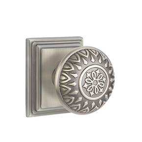 Emtek 8261-LN-US15A Lancaster Door Knob Privacy Set With Wilshire Rosette Pewter