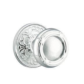 Emtek 8056-RBK-US26 Ribbon & Reed Door Knob Dummy Set With Lancaster Rosette Polished Chrome