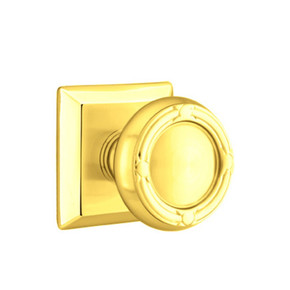 Emtek 8531-RBK-US3 Ribbon & Reed Door Knob Dummy Set With Quincy Rosette Polished Brass