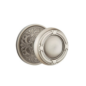 Emtek 8106-RBK-US15A Ribbon & Reed Door Knob Passage Set With Lancaster Rosette Pewter