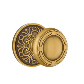 Emtek 8106-RBK-US7 Ribbon & Reed Door Knob Passage Set With Lancaster Rosette French Antique