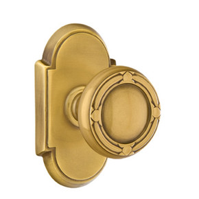 Emtek 8208-RBK-US7 Ribbon & Reed Door Knob Privacy Set With #8 Rosette French Antique