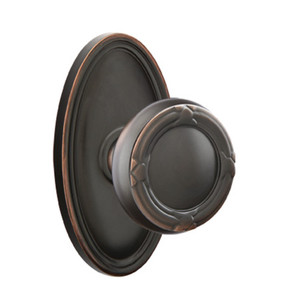 Emtek 8220-RBK-US10B Ribbon & Reed Door Knob Privacy Set With Oval Rosette Oil Rubbed Bronze