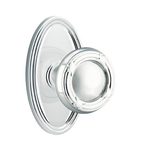 Emtek 8220-RBK-US26 Ribbon & Reed Door Knob Privacy Set With Oval Rosette Polished Chrome