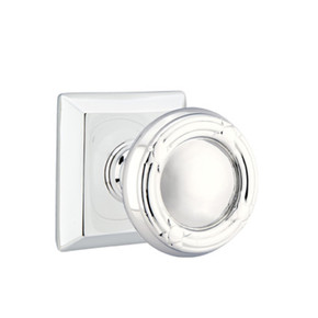 Emtek 8231-RBK-US26 Ribbon & Reed Door Knob Privacy Set With Quincy Rosette Polished Chrome