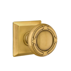 Emtek 8231-RBK-US7 Ribbon & Reed Door Knob Privacy Set With Quincy Rosette French Antique