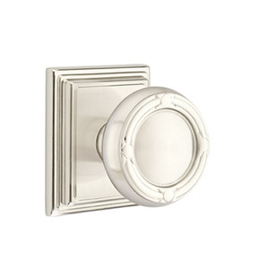 Emtek 8261-RBK-US15 Ribbon & Reed Door Knob Privacy Set With Wilshire Rosette Satin Nickel