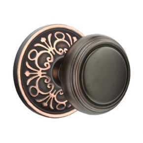 Emtek 8056-NW-US10B Norwich Door Knob Dummy Set With Lancaster Rosette Oil Rubbed Bronze