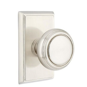Emtek 8121-NW-US15 Norwich Door Knob Passage Set With Rectangular Rosette Satin Nickel