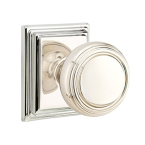 Emtek 8561-NW-US14 Norwich Door Knob Dummy Set With Wilshire Rosette Polished Nickel