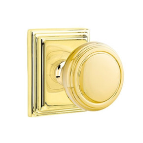 Emtek 8561-NW-US3 Norwich Door Knob Dummy Set With Wilshire Rosette Polished Brass