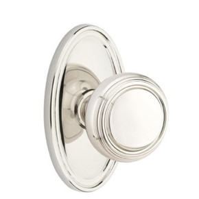 Emtek 8220-NW-US14 Norwich Door Knob Privacy Set With Oval Rosette Polished Nickel