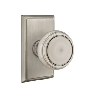 Emtek 8221-NW-US15A Norwich Door Knob Privacy Set With Rectangular Rosette Pewter