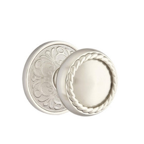 Emtek 8056-RK-US15 Rope Door Knob Dummy Set With Lancaster Rosette Satin Nickel