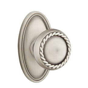 Emtek 8120-RK-US15A Rope Door Knob Passage Set With Oval Rosette Pewter