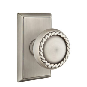 Emtek 8121-RK-US15A Rope Door Knob Passage Set With Rectangular Rosette Pewter