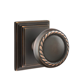 Emtek 8161-RK-US10B Rope Door Knob Passage Set With Wilshire Rosette Oil Rubbed Bronze
