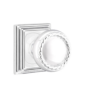 Emtek 8161-RK-US26 Rope Door Knob Passage Set With Wilshire Rosette Polished Chrome