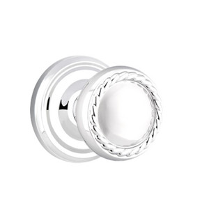 Emtek 8200-RK-US26 Rope Door Knob Privacy Set With Regular Rosette Polished Chrome