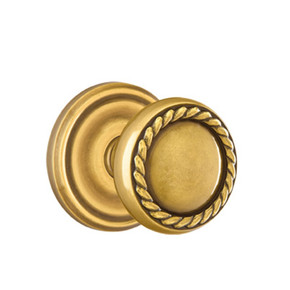 Emtek 8200-RK-US7 Rope Door Knob Privacy Set With Regular Rosette French Antique
