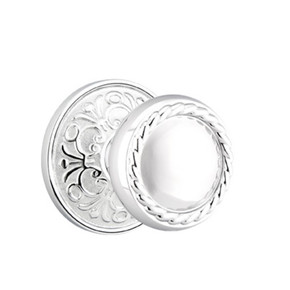 Emtek 8206-RK-US26 Rope Door Knob Privacy Set With Lancaster Rosette Polished Chrome