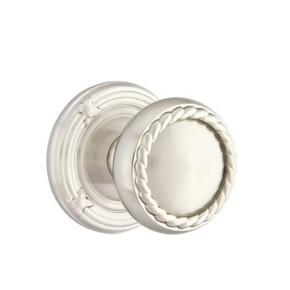 Emtek 8207-RK-US15 Rope Door Knob Privacy Set With Ribbon & Reed Rosette Satin Nickel