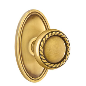Emtek 8220-RK-US7 Rope Door Knob Privacy Set With Oval Rosette French Antique