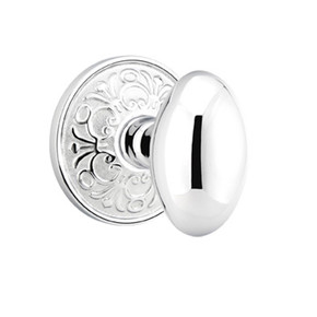 Emtek 8056-E-US26 Egg Door Knob Dummy Set With Lancaster Rosette Polished Chrome
