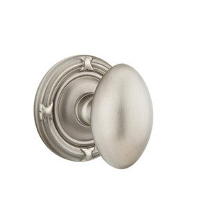 Emtek 8057-E-US15A Egg Door Knob Dummy Set With Ribbon & Reed Rosette Pewter