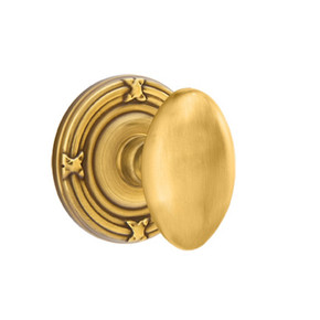Emtek 8057-E-US7 Egg Door Knob Dummy Set With Ribbon & Reed Rosette French Antique