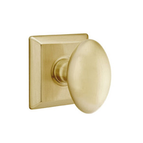 Emtek 8231-E-US4 Egg Door Knob Privacy Set  With Quincy Rosette Satin Brass