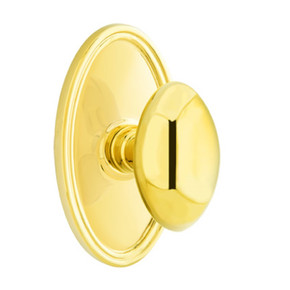Emtek 8520-E-US3 Egg Door Knob Dummy Set With Oval Rosette Polished Brass