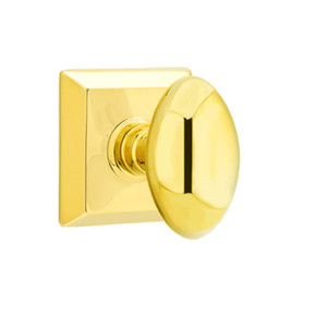 Emtek 8531-E-US3 Egg Door Knob Dummy Set With Quincy Rosette Polished Brass