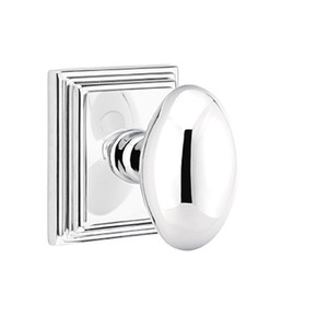 Emtek 8561-E-US26 Egg Door Knob Dummy Set With Wilshire Rosette Polished Chrome