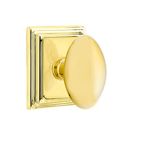 Emtek 8561-E-US3 Egg Door Knob Dummy Set With Wilshire Rosette Polished Brass