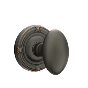 Emtek 8107-E-US10B Egg Door Knob Passage Set With Ribbon & Reed Rosette Oil Rubbed Bronze