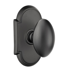 Emtek 8108-E-US19 Egg Door Knob Passage Set With #8 Rosette Flat Black