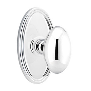 Emtek 8120-E-US26 Egg Door Knob Passage Set With Oval Rosette Polished Chrome