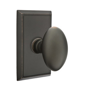 Emtek 8121-E-US10B Egg Door Knob Passage Set With Rectangular Rosette Oil Rubbed Bronze