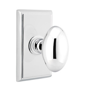 Emtek 8221-E-US26 Egg Door Knob Privacy Set With Rectangular Rosette Polished Chrome