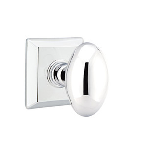 Emtek 8231-E-US26 Egg Door Knob Privacy Set With Quincy Rosette Polished Chrome