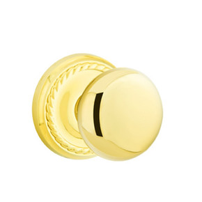 Emtek 8201-P-US3 Providence Door Knob Privacy Set With Rope Rosette Polished Brass