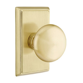 Emtek 8221-P-US4 Providence Door Knob Privacy Set  With Rectangular Rosette Satin Brass