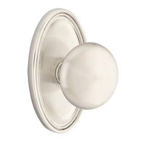 Emtek 8520-P-US15 Providence Door Knob Dummy Set With Oval Rosette Satin Nickel