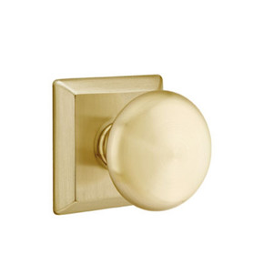 Emtek 8531-P-US4 Providence Door Knob Dummy Set With Quincy Rosette Satin Brass