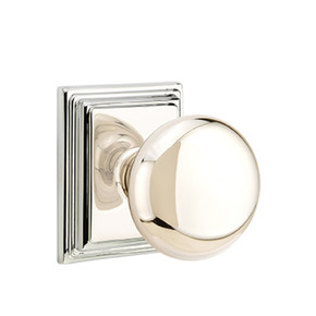Emtek 8561-P-US14 Providence Door Knob Dummy Set With Wilshire Rosette Polished Nickel