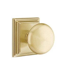 Emtek 8561-P-US4 Providence Door Knob Dummy Set With Wilshire Rosette Satin Brass