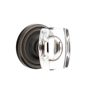 Emtek 8050-WS-US10B Windsor Crystal Door Knob Dummy Set With Regular Rosette Oil Rubbed Bronze