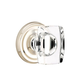 Emtek 8050-WS-US14 Windsor Crystal Door Knob Dummy Set With Regular Rosette Polished Nickel