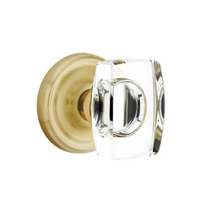 Emtek 8050-WS-US4 Windsor Crystal Door Knob Dummy Set With Regular Rosette Satin Brass